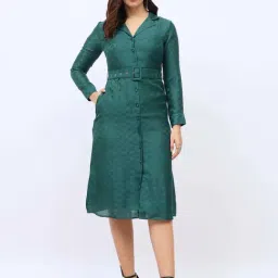 Styli Green Chequered Shirt Dress-picture-7
