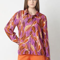 Vero Moda Purple Viscose Printed Shirt-image-77