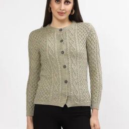Kalt Green Self Design Long Sleeves Cardigan-19