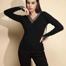 Global Republic Black Acrylic Embellished Pullover-image-60