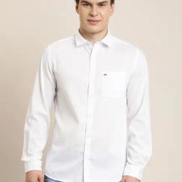 Turtle White Cotton Slim Fit Texture Shirt-picture-0