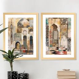 Art Street Brown Wood Soft Pastel Bird On Branch Wall Painting - Set of 2-15