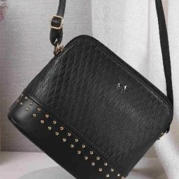 Metro Black Textured Medium Sling Handbag-image-77