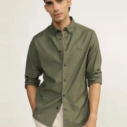 Andamen Olive Slim Fit Shirt-image-5
