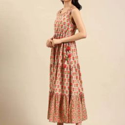 SHOWOFF Beige Floral Printed Cotton Kurta-image-45