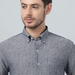 Hancock Button Down Collar French Cuff Pure Linen Classic Slim Fit Formal Shirt-image-61