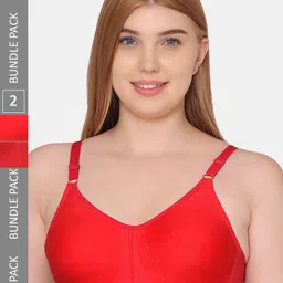 Souminie Pack Of 2 All day Comfort Half Coverage Non Padded Cotton Bra-image-68