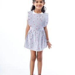 ZACH &KIKI Girls Blue Cotton Printed Jumpsuit-image-4