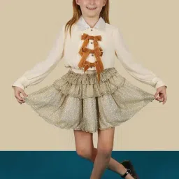 One Friday Kids Gold Embellished Regular Fit Skirt-picture-23