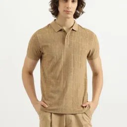 United Colors Of Benetton Beige Cotton Regular Fit Texture Polo T-Shirt-picture-8