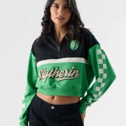The Souled Store Green & Black Cotton Color-Block Sweatshirt-8