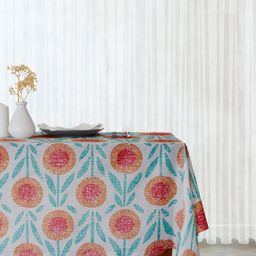 Myntra Elegant Homes White Floral Cotton 4-Seater Table Cover with Embroidered details-image-49