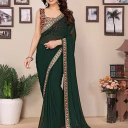 VISHNU CREATIONS Solid Printed Saree-picture-1