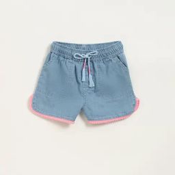 HOP Kids by Westside Light Blue Chambray Mid Rise Shorts-image-100