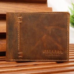 Teakwood Leathers Brown Faded Leather Bi-Fold Wallet-picture-3