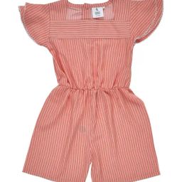 ZACH &KIKI Girls Peach Cotton Striped Jumpsuit-image-8