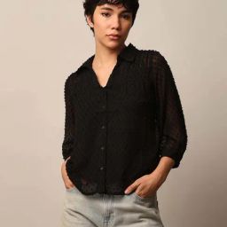 Only Black Textured Dobby Shirt-image-23