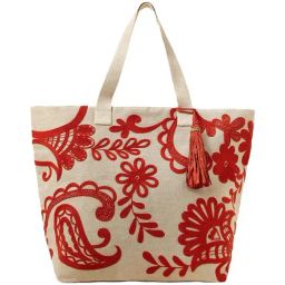 Accessorize London White & Red Embroidered Tote Handbag-19