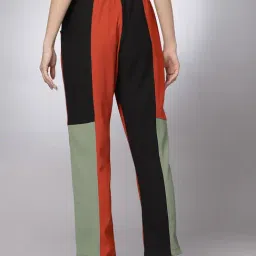 KASSUALLY Multicolor Color-Block Regular Fit Mid Rise Trousers image 2