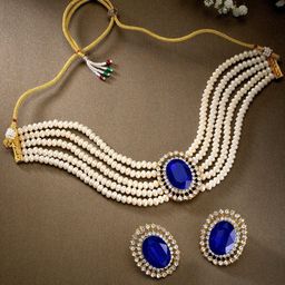 Peora Gold-Plated Crystals Studded & Artificial Beaded Jewellery Set-picture-12