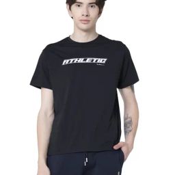 Red Tape Black Cotton Regular Fit Printed Sports T-Shirt-image-84