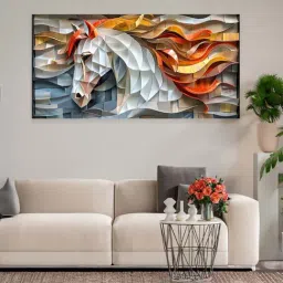 Nestroots Multicolor Canvas Exquisite Horse With Mane Wall Painting - Single Frame-40