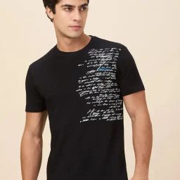 Being Human Black Cotton Regular Fit Printed T-Shirt-63