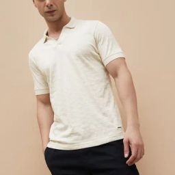Code By Lifestyle Beige Cotton Regular Fit Polo T-Shirt-image-44