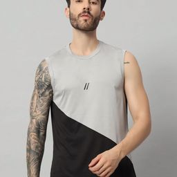 ATICX Men Brand Logo Colourblocked Slim Fit T-shirt-image-37