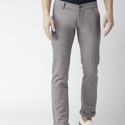 Rodamo Men Grey Slim Fit Solid Trousers-image-40