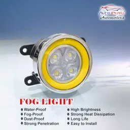 Auto Pearl 4 LED Chrome Ring DRL Fog Lamp Yellow Compatible For Ford Figo Aspire image 2