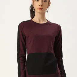 ARISE Women Maroon & Black Colourblocked Sweatshirt-image-36