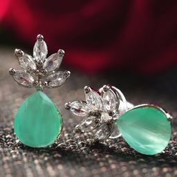 Zoey Cubic Zirconia Studded Teardrop Shaped Studs-2