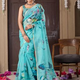 VS MALL Printed Organza Sarees-image-61