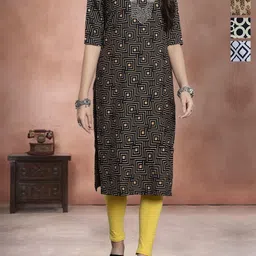 Anouk Rustic Women Pack Of 4 Ethnic Motifs Printed Round Neck Crepe Kurta-image-82