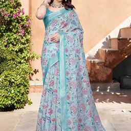 Moda Rapido Women Printed Floral Zari Saree-29