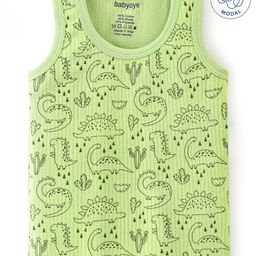 Babyoye Cotton Modal Blend Dino Printed Sleeveless Vest - Green-image-54