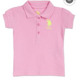 US Polo Assn Knit Half Sleeves T-Shirt Logo Print - Pink-image-68