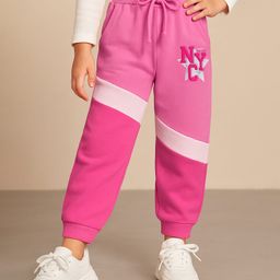 Babyhug Cotton Knit Full Length Lounge Pants With Text Print - Pink-image-124