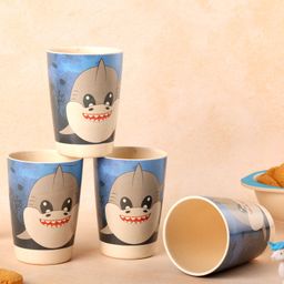 THE BAMBOO CO Kids Drinking Bamboo Glass- Set Of 4- Shark 280 ml-14