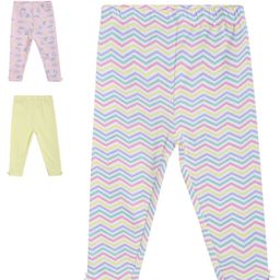 MINI KLUB Cotton Pack Of 3 Rainbow Printed & Solid Leggings - Multi Colour-image-52