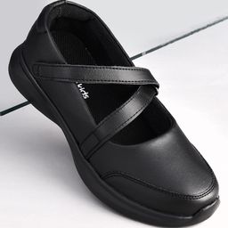 Pine Kids Velcro Closure Solid Coloured School Shoes - Black-image-93