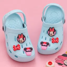 Disney by Yellow Bee Solid Perforated Clogs With Mickey & Friends Featuring Minnie Mouse & Bow Designed Charms - Light Blue-picture-26