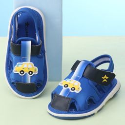 Cute Walk by Babyhug Velcro Closure Sandals With Car Applique - Blue-image-30