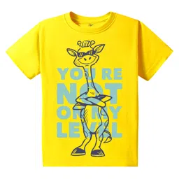 KAVEE Pure Cotton Half Sleeves You Re Not On My Level Text Printed Tee - Yellow-picture-11