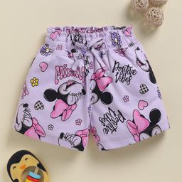 Biskid Sinker Knit Mickey & Friends Featuring Minnie Mouse Printed Shorts - Light Mauve-image-5