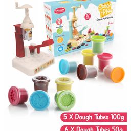 Aditi Toys Clay & Dough Play Set Ice Cream Maker White with Color Creation Kit Dough Tubes (6X50g Each) + (5X100g Each) Non-Toxic, Safe for Kids 3+ Years-image-90