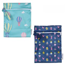 POLKA TOTS Waterproof & Reusable Wet Dry Baby Diaper Bag with Zipper for Travel (Pack of 2), Beach, Pool, Dirty Gym Clothes, Wet Swimsuits, Toiletries (30 x 40 cm, Air Balloons & Mix Design)-picture-47