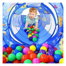 BabyGo 3-in-1 Pop Up Play Tent House with Tunnel & Ball Pool for Kids -Ocean Blue image 2