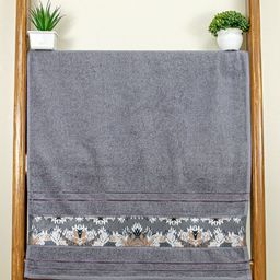 Myntra Elegant Homes Grey Melange & Off White 1 Cotton 450 GSM Bath Towel-picture-37